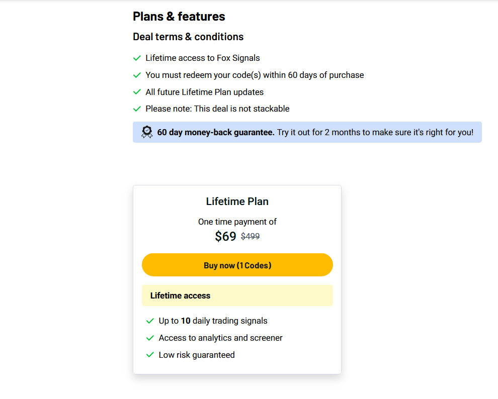 Fox Signals Pricing & Plans