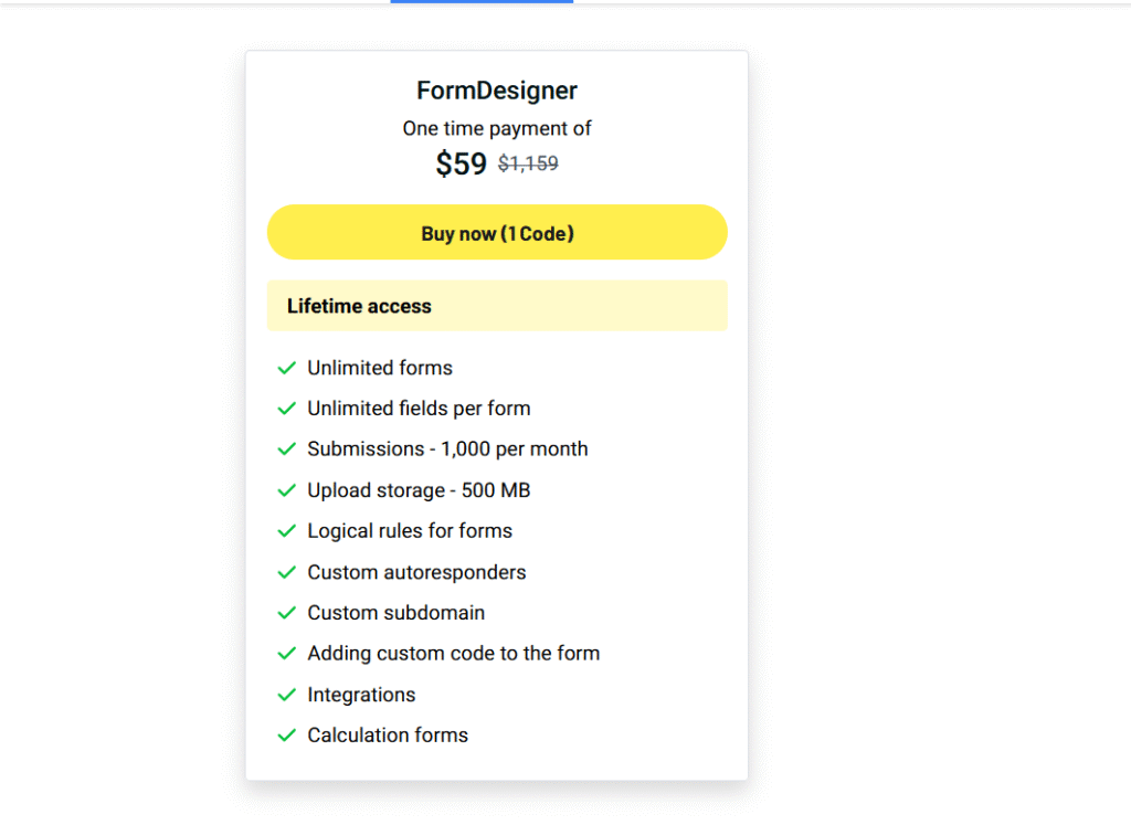 FormDesigner Pricing & Plans