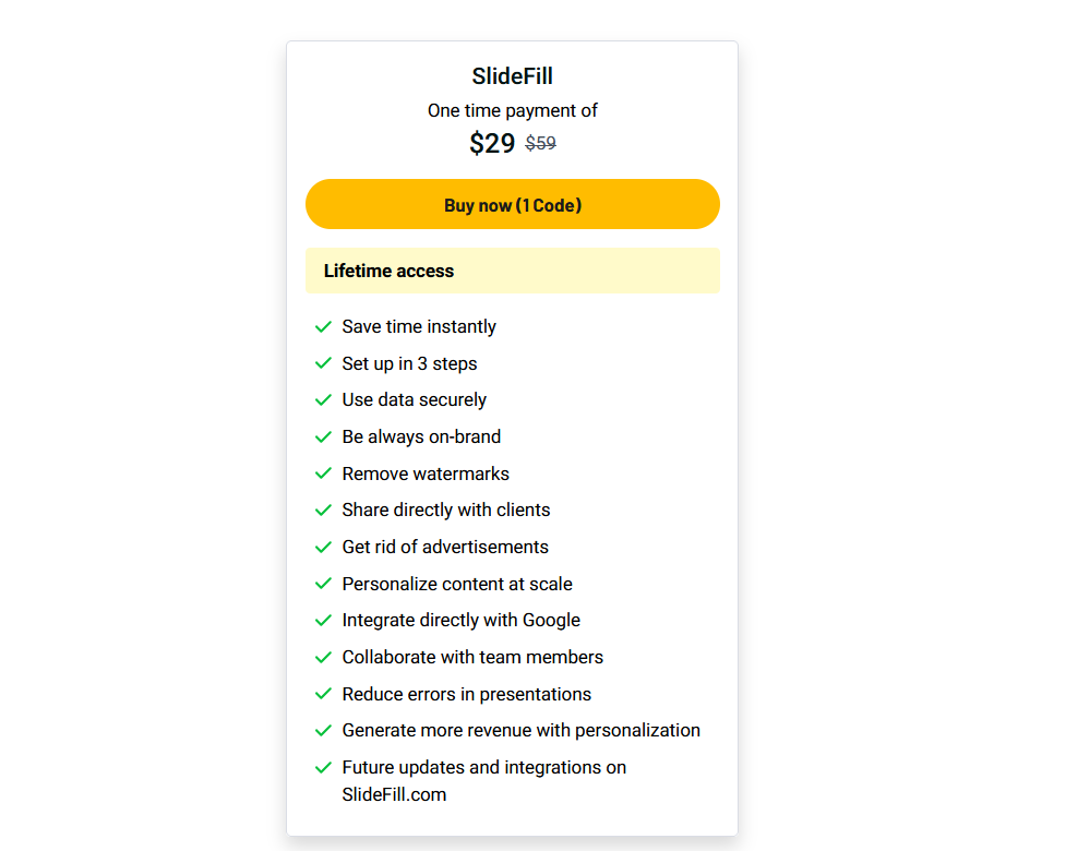 Slidefill Pricing & Plans