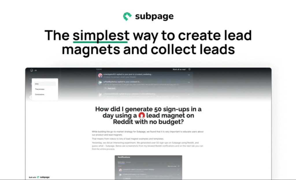 Subpage Features & Reviews